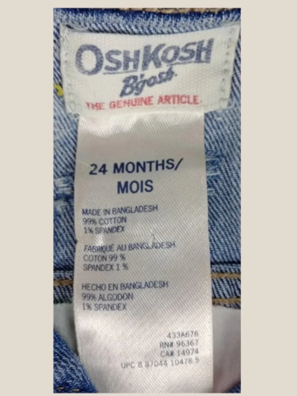 Y2K OshKosh B'gosh Baby 24 Months Distressed‎ Denim Tie Dye Jacket
